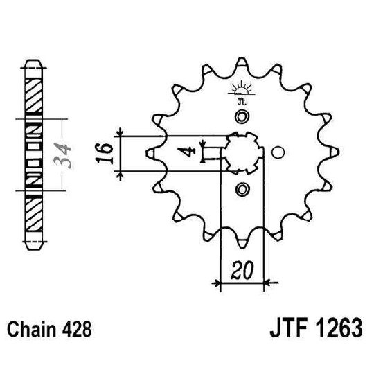 Reťazové koliečko JT JTF 1263-14 14T, 428